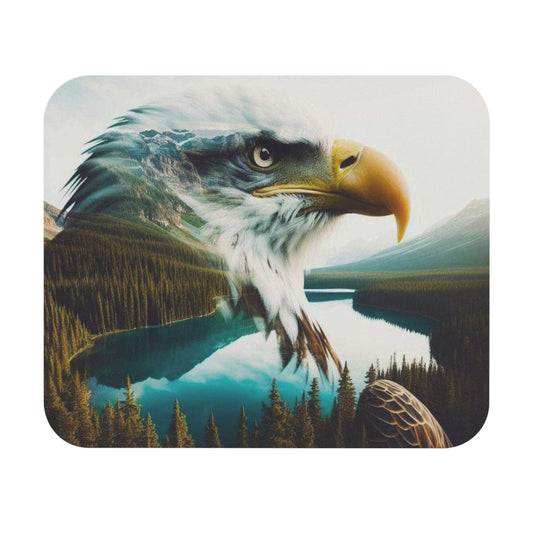 🖱️🦅 Bald Eagle Mountain Lake Mouse Pad – Nature & Freedom Desk Art