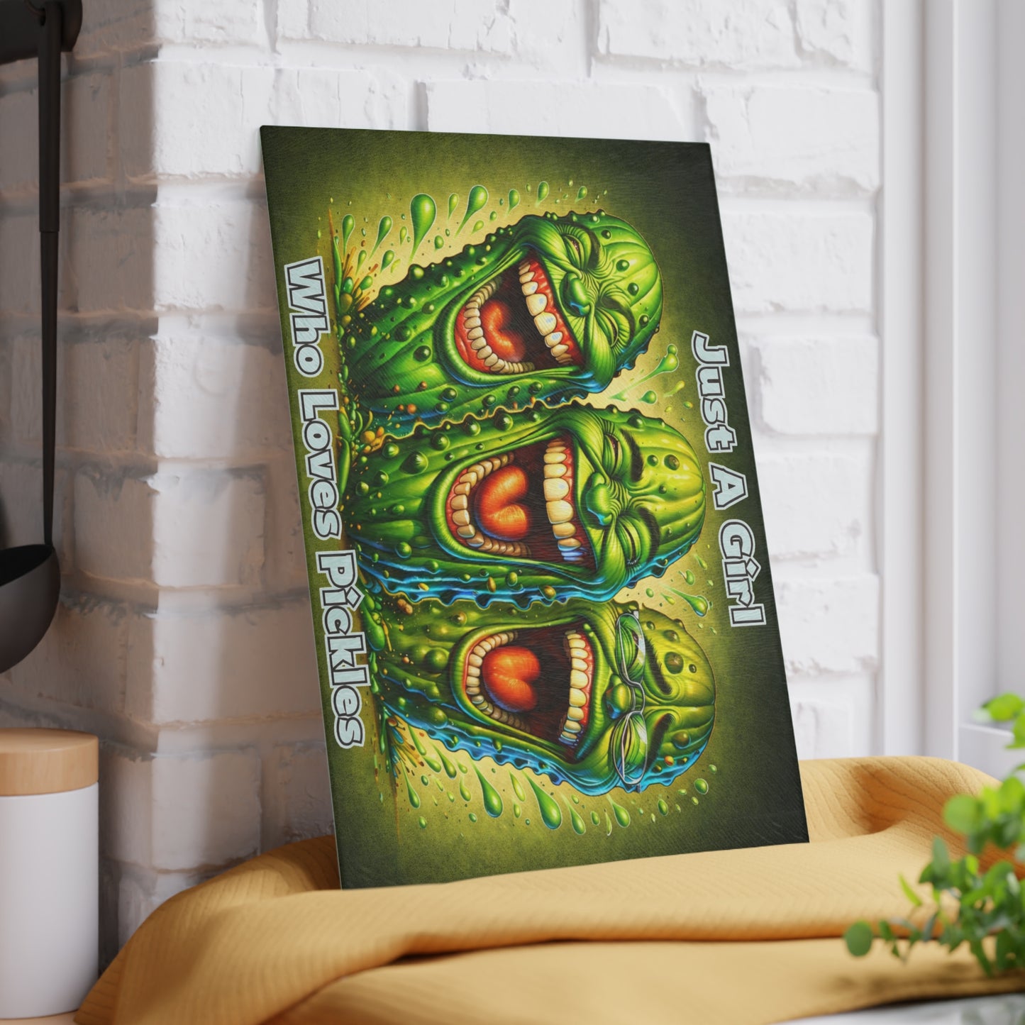 Just a Girl Who Loves Pickles Glass Cutting Board – Funny Pickle Kitchen Decor