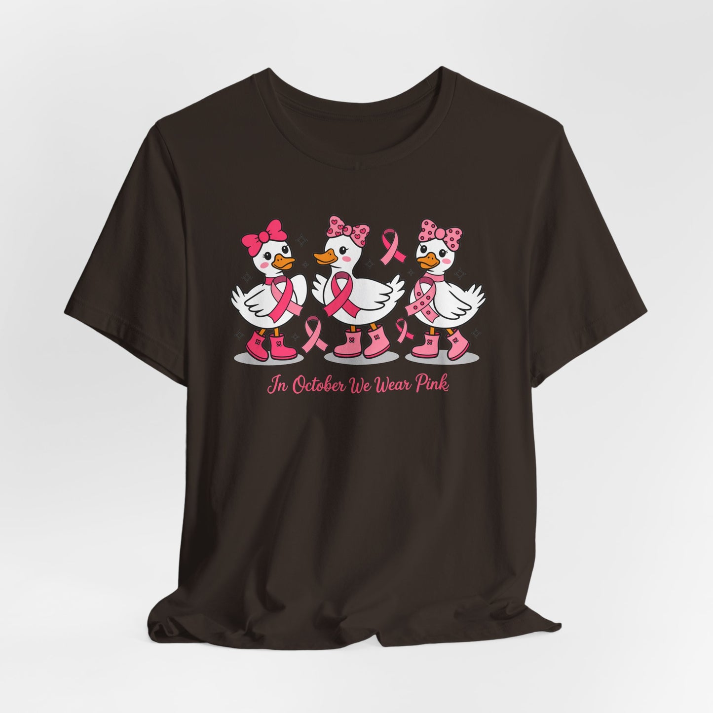 🎀🦆 In October We Wear Pink Duck T-Shirt – Cute Breast Cancer Awareness Tee 💖✨
