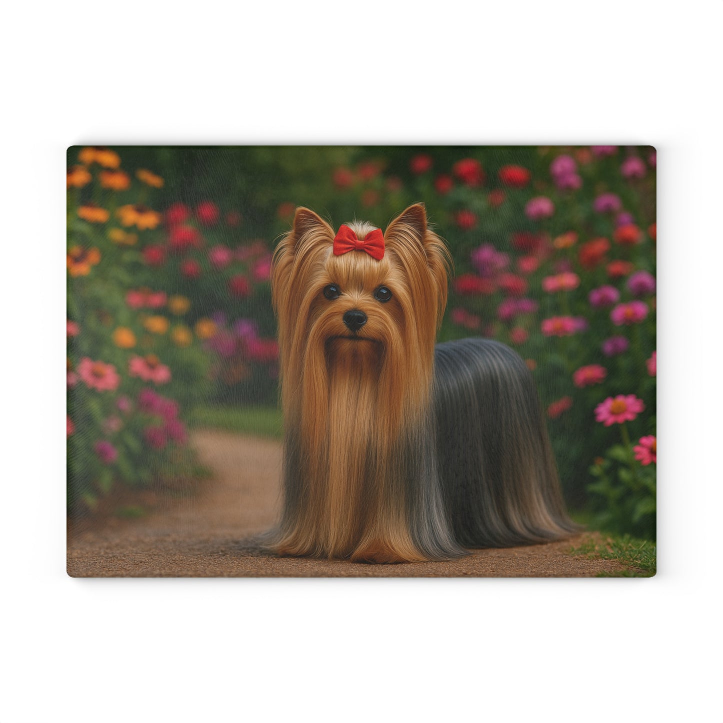 🐾🌸 Yorkie in Bloom Cutting Board – Elegant Floral Beauty for Your Kitchen 🌼