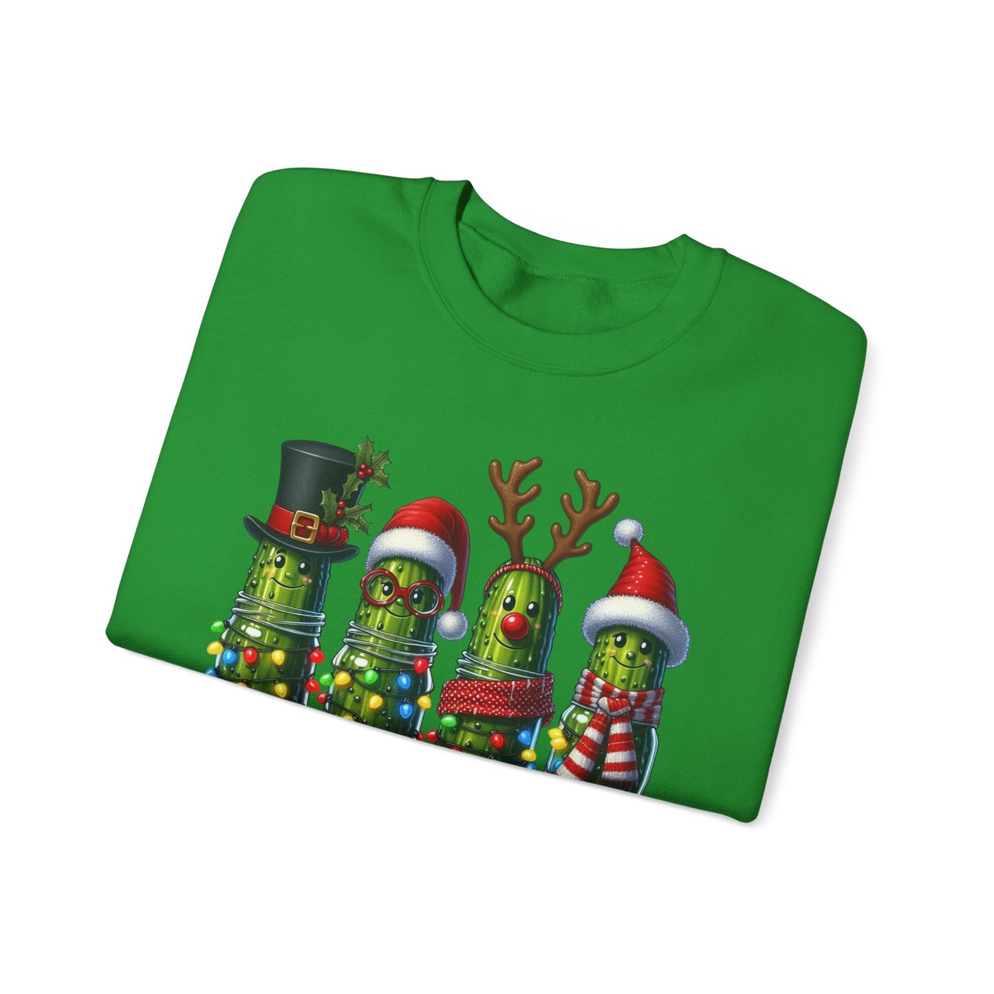 🥒✨ Merry Picklemas Crewneck – Festive Pickle Jars with Holiday Lights