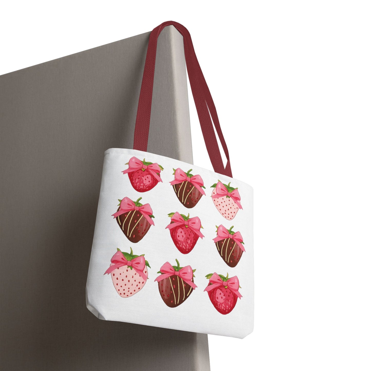 🍓 Chocolate-Covered Strawberry Tote Bag – Sweet, Stylish & Practical 🍫