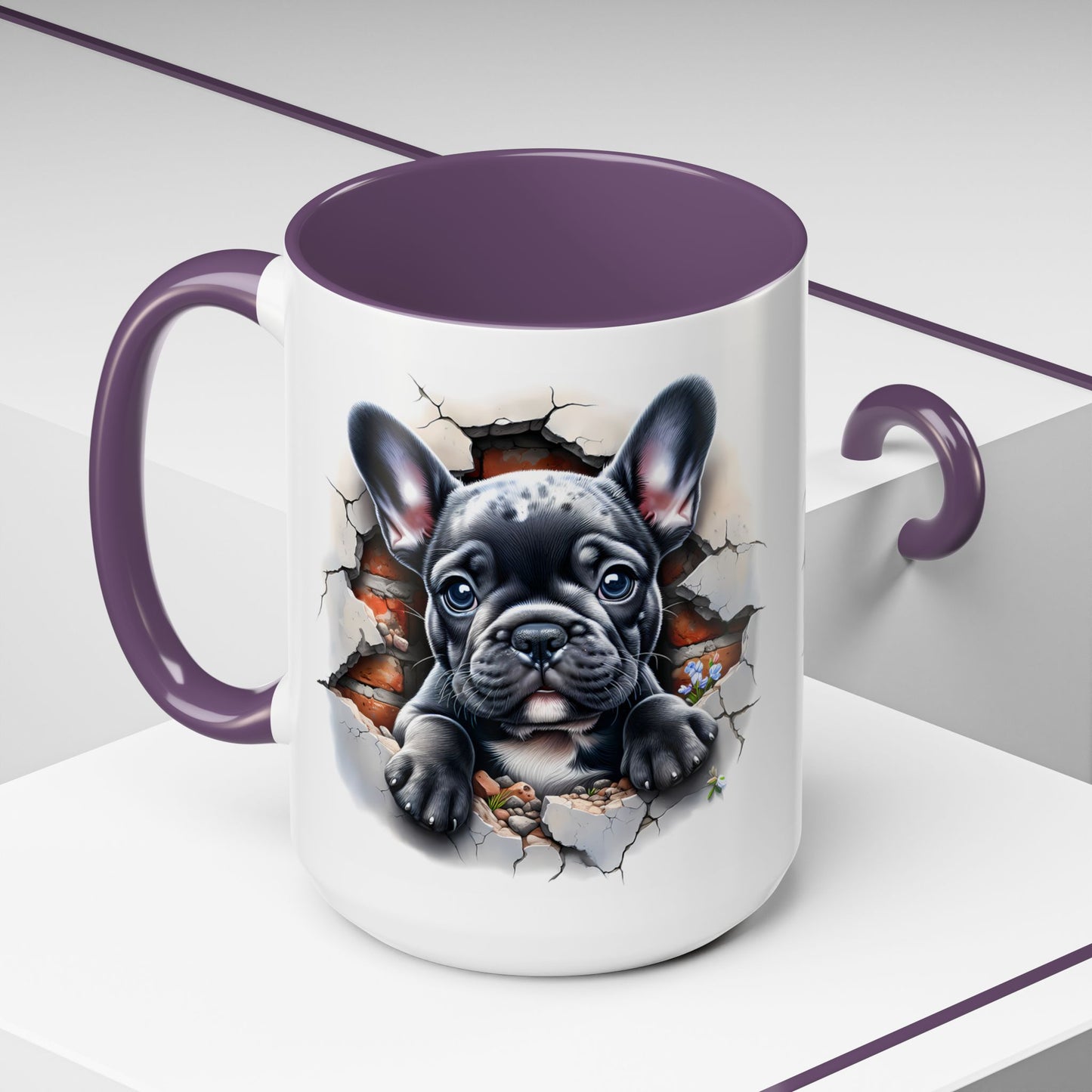 🐾🖤 Black French Bulldog Puppy Accent Mug – Cute Peek-Through Cup for Dog Lovers ☕✨