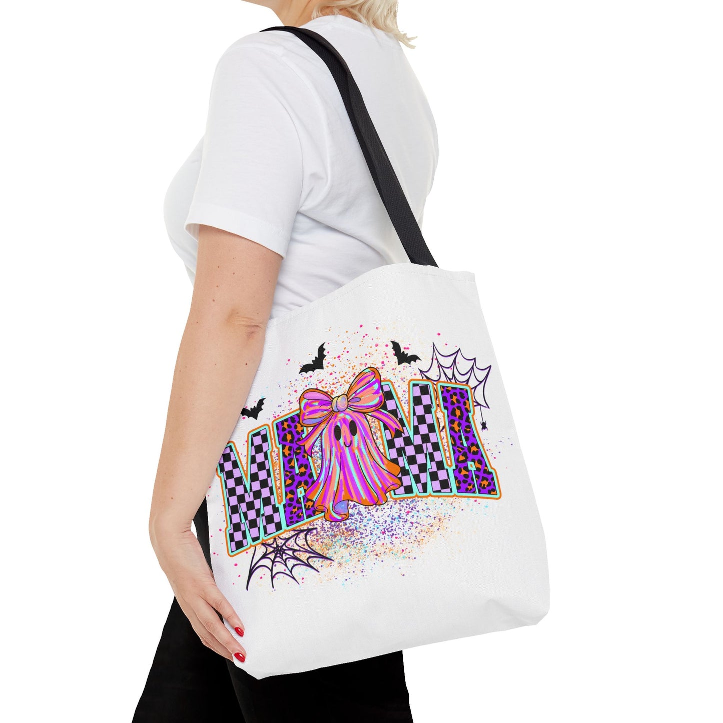 🎃 Colorful Mama Ghost Halloween Tote Bag – Spooky Fun with a Pop of Color 👻👜
