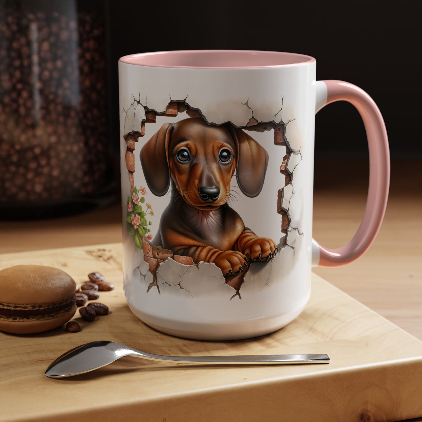 🐾🌭 Dachshund Puppy Accent Mug – Adorable Doxie Coffee Cup ☕❤️