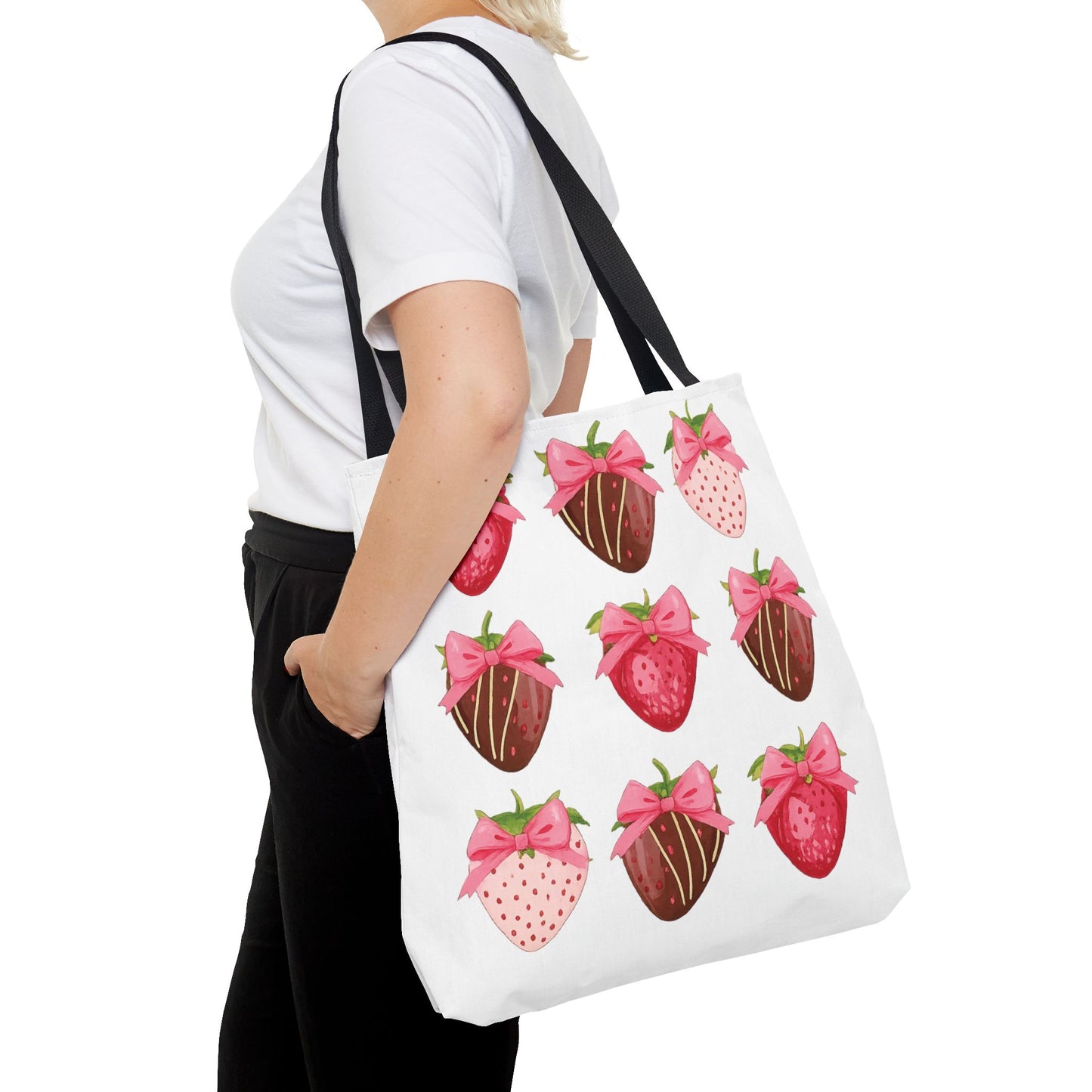 🍓 Chocolate-Covered Strawberry Tote Bag – Sweet, Stylish & Practical 🍫