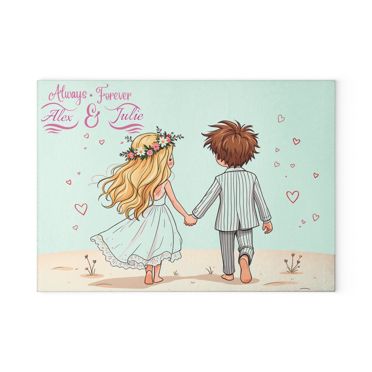 Personalized Wedding Couple Cutting Board – Custom Love Keepsake with “Always & Forever” Charm