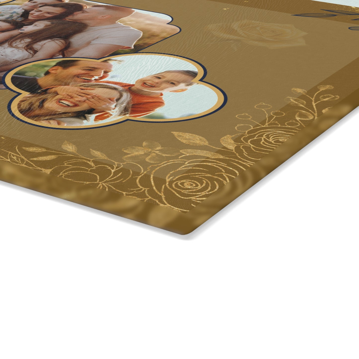 Custom Photo Collage Glass Cutting Board – Personalized Family Memory Kitchen Decor