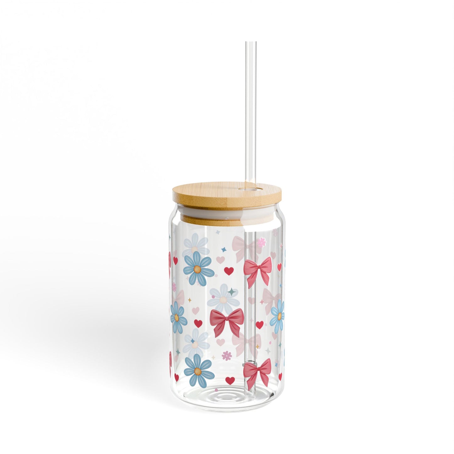 🌸🎀 Bows & Blossoms Sipper Glass – Sweet 16oz Sips with a Touch of Whimsy 🍹