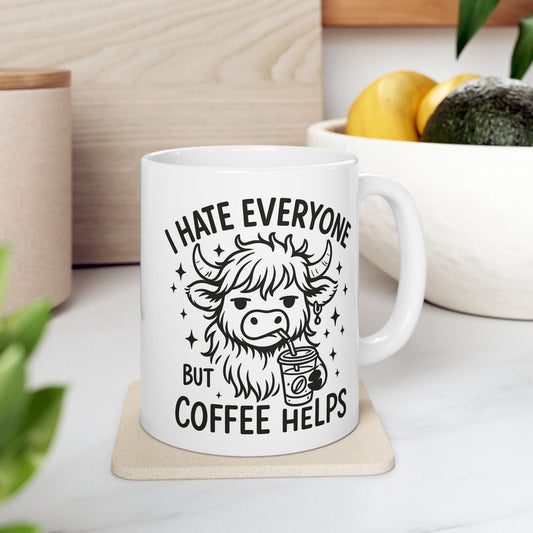 Taza de Vaca Gruñona – “Odio a todos, pero el café ayuda” ☕