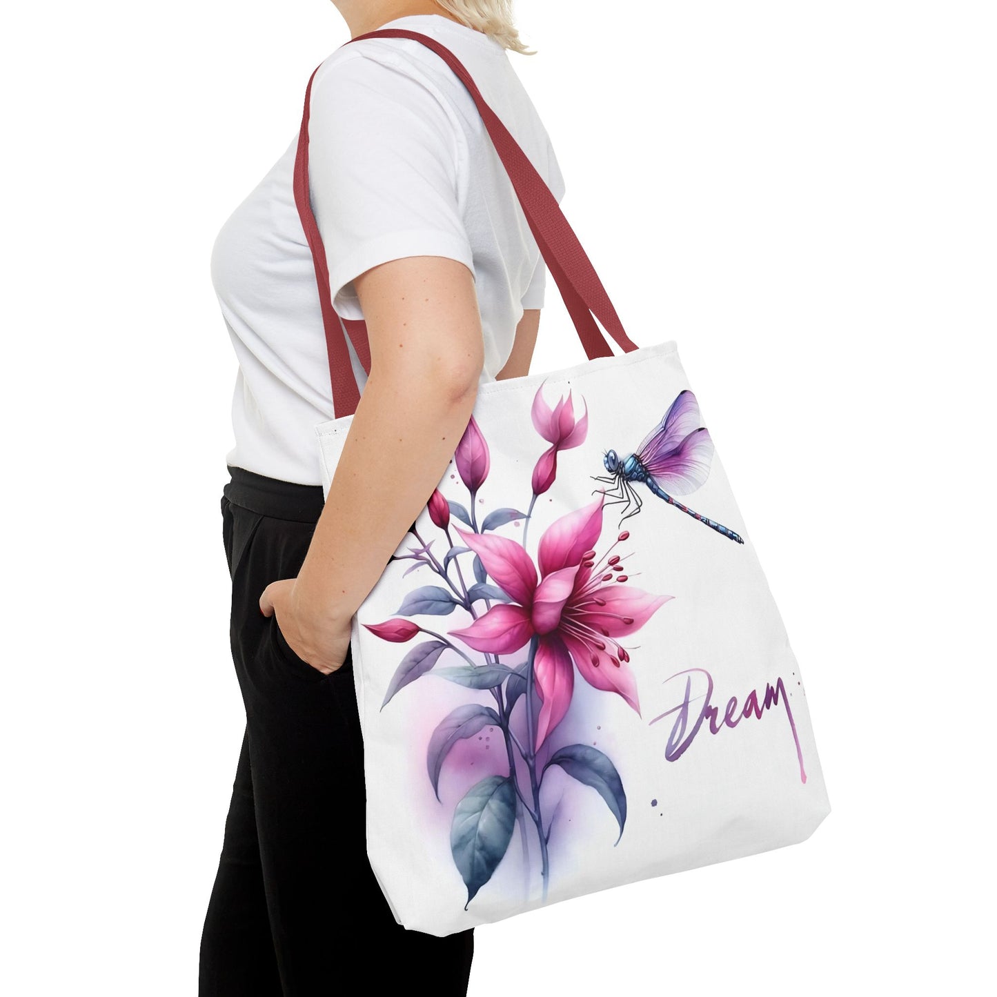 Bolso tote floral "Dream" con detalle de libélula: un bolso de mano inspirador y elegante