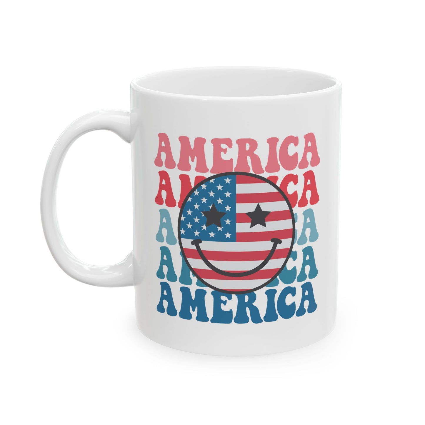 USA America Smiley Face Mug – Celebrate Patriotism with Style and Fun! 🎆