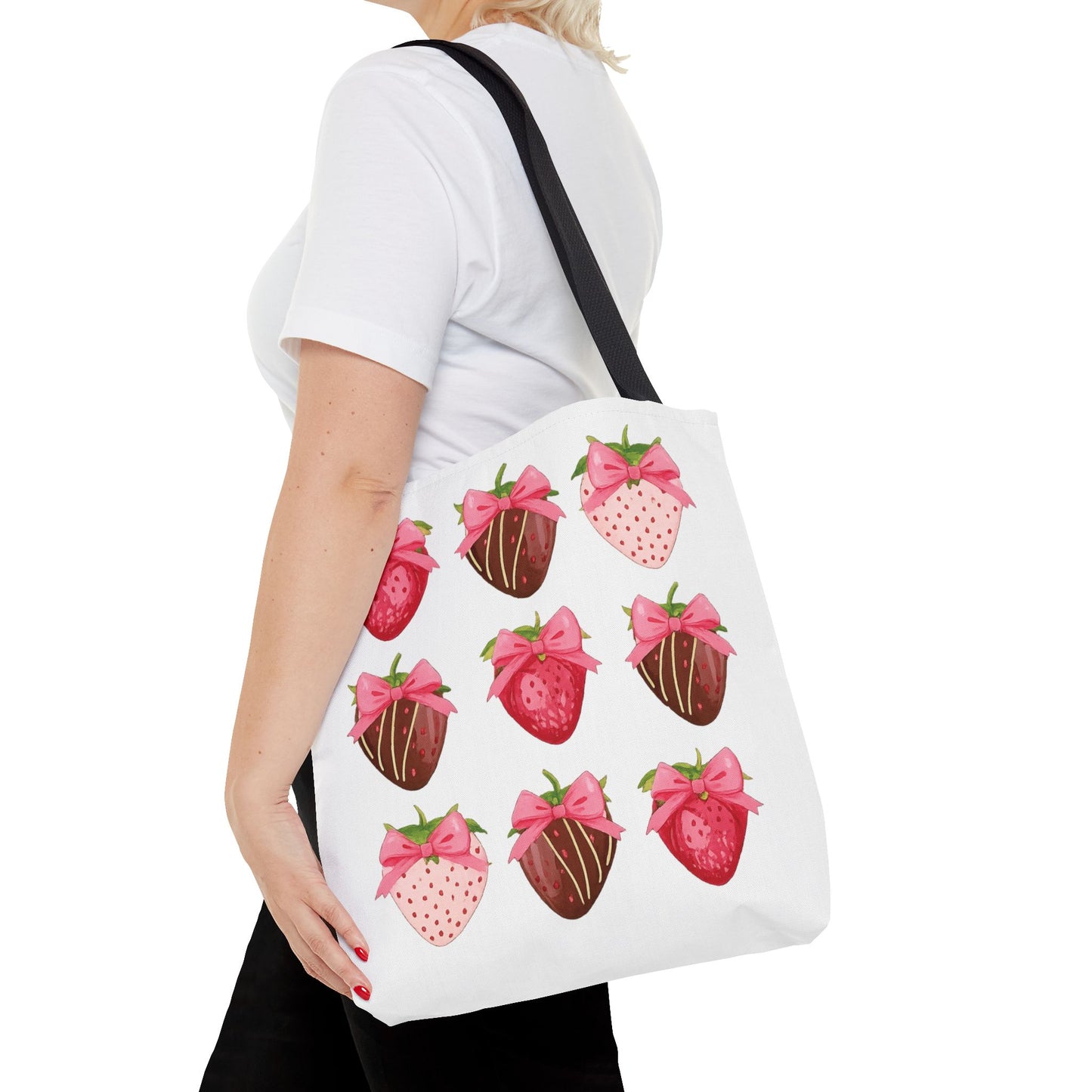 🍓 Chocolate-Covered Strawberry Tote Bag – Sweet, Stylish & Practical 🍫