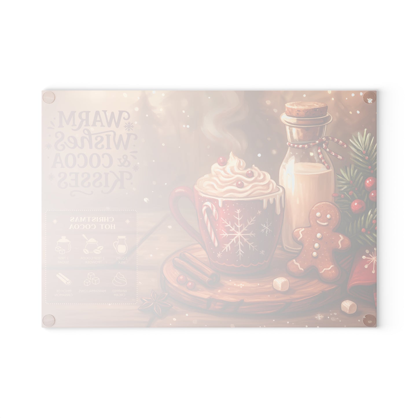 ☕❄️ Warm Wishes & Cocoa Kisses Cutting Board – Cozy Christmas Charm for Your Kitchen 🎄🍫