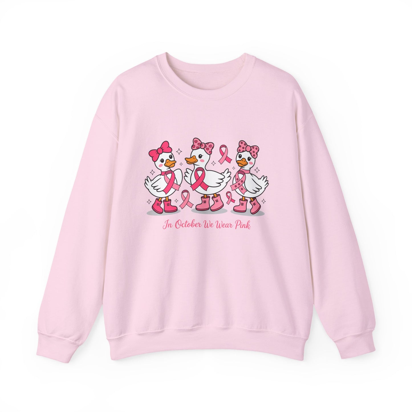 🎀🦆 In October We Wear Pink Duck Sweatshirt – Cute & Courageous Support 💗