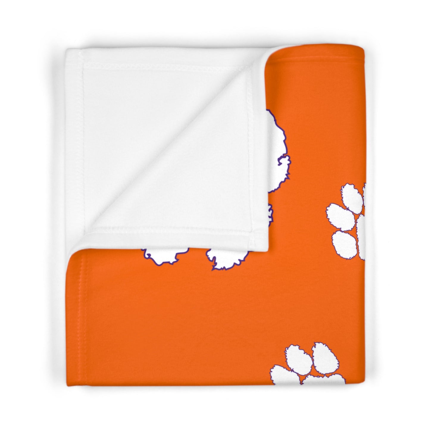 🧡💜 Personalized Puppy Paw Print Name Baby Blanket – Ultra-Soft Fleece 30″×40″
