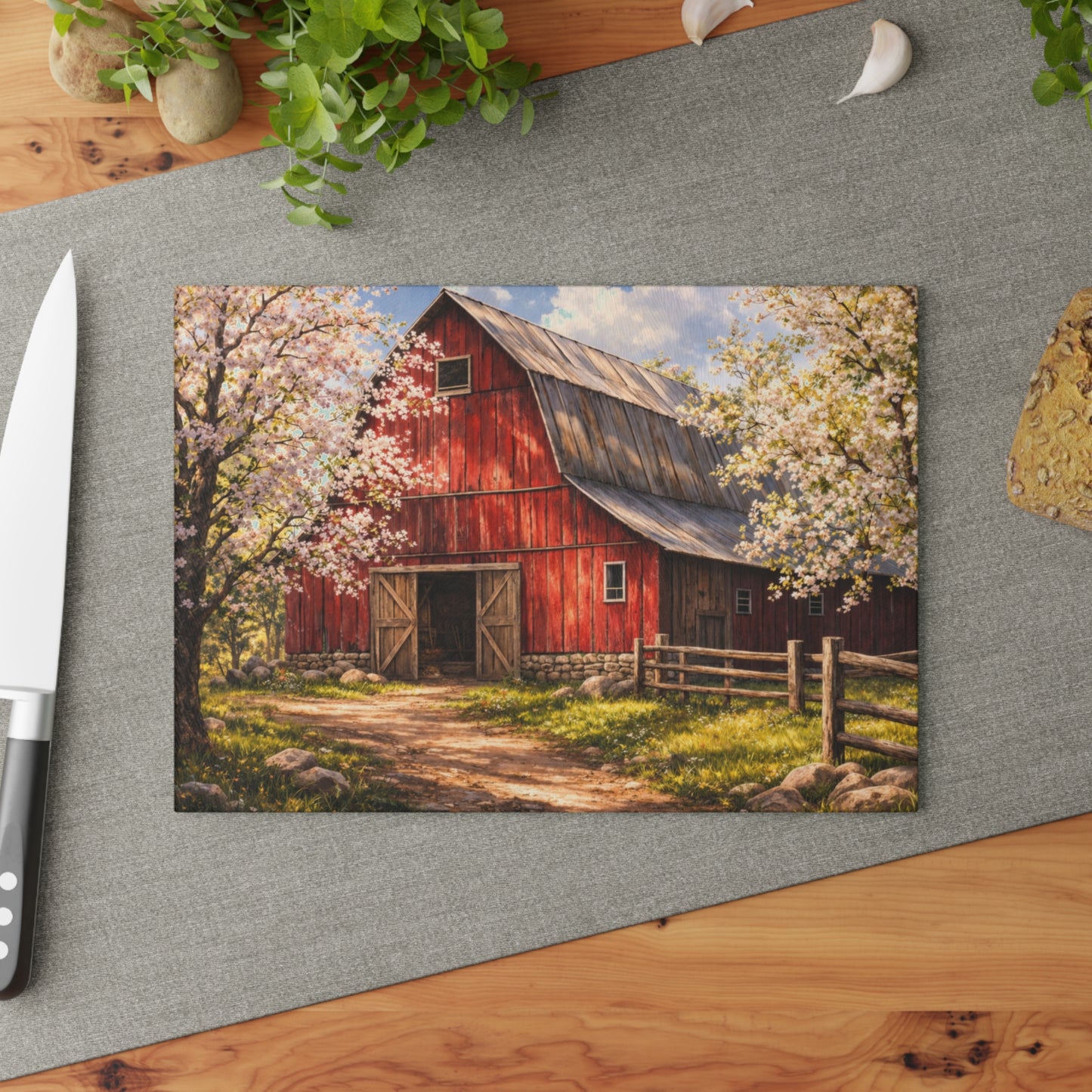 Red Spring Barn Blossom Glass Cutting Board