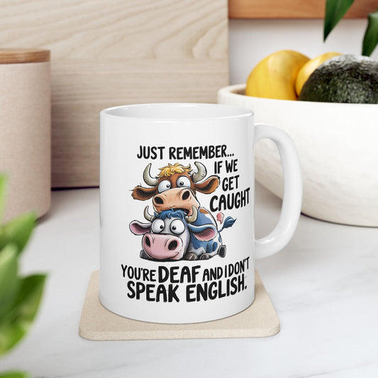🐄 ¡Recuerda... que no te pillen! – Taza divertida de vaca para amantes de los animales y del humor