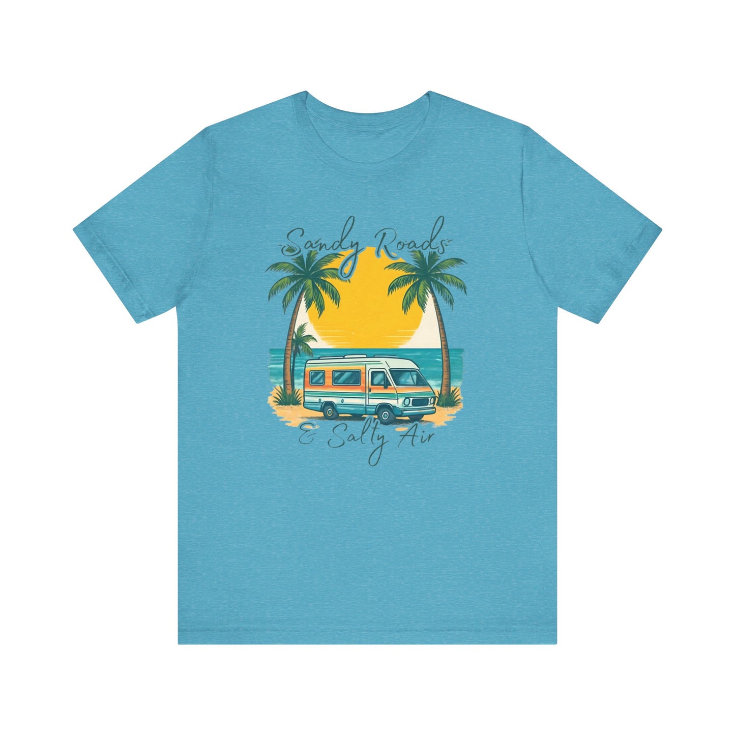 Camiseta Sandy Roads &amp; Salty Air: Camisa playera ligera para mujer para días costeros y ambiente veraniego.