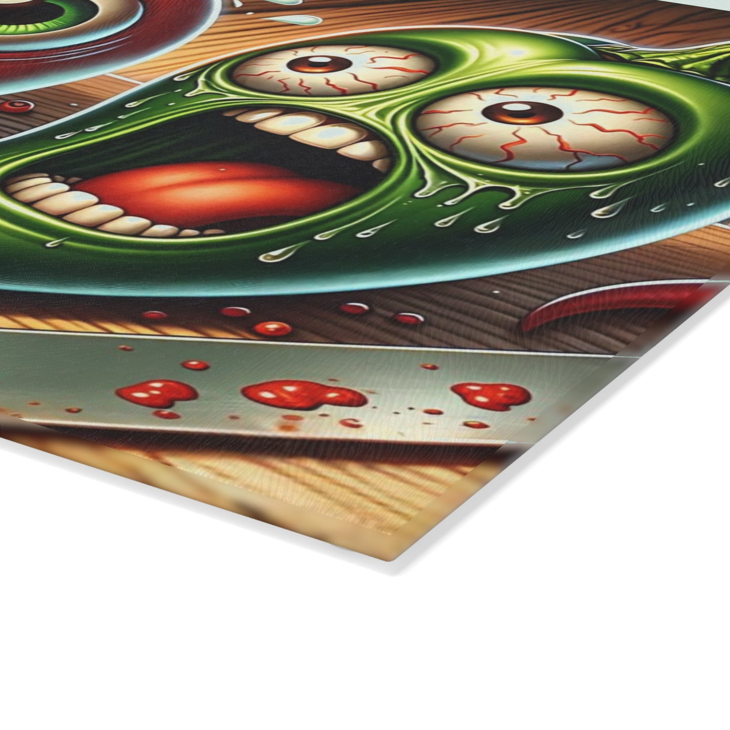 🌶️🍅 “Spicy Sidekick: Tomato & Pepper Panic” Glass Cutting Board – Laugh-Out-Loud Kitchen Vibes