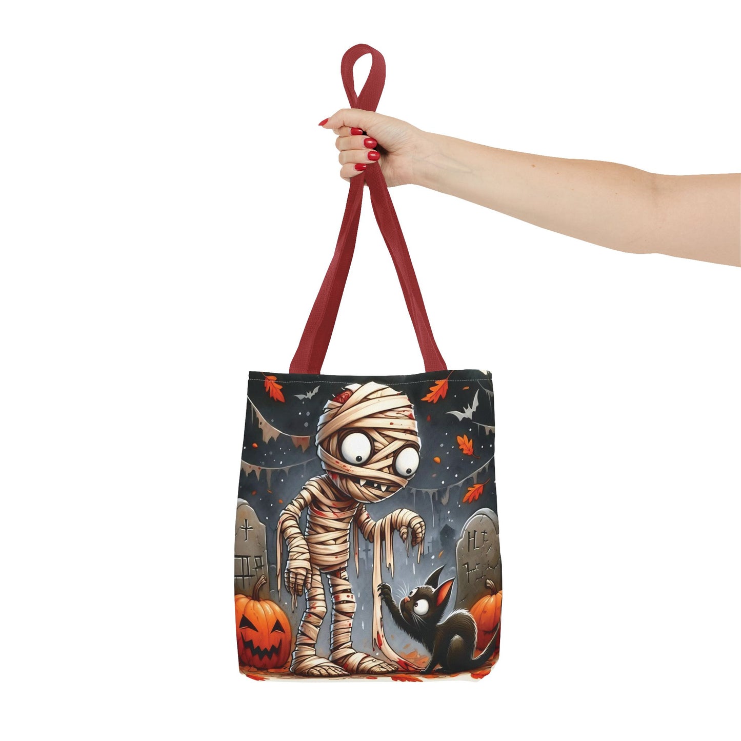 🎃 Mummy & Black Cat Halloween Tote Bag – Spooky Cute & Perfect for Trick-or-Treating 🖤🛍️