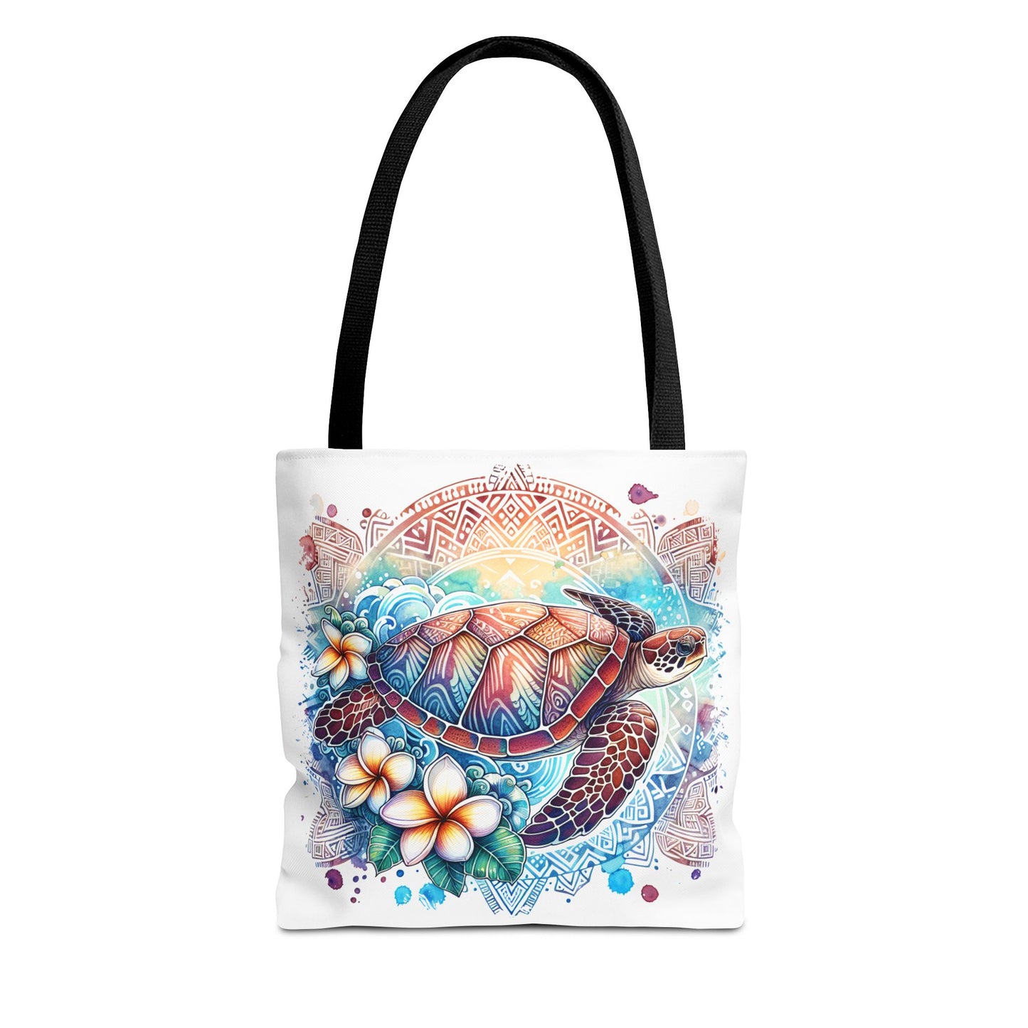 🐢 Vibrant Tribal Sea Turtle Tote Bag – Ocean Beauty Meets Island Vibes 🌊👜