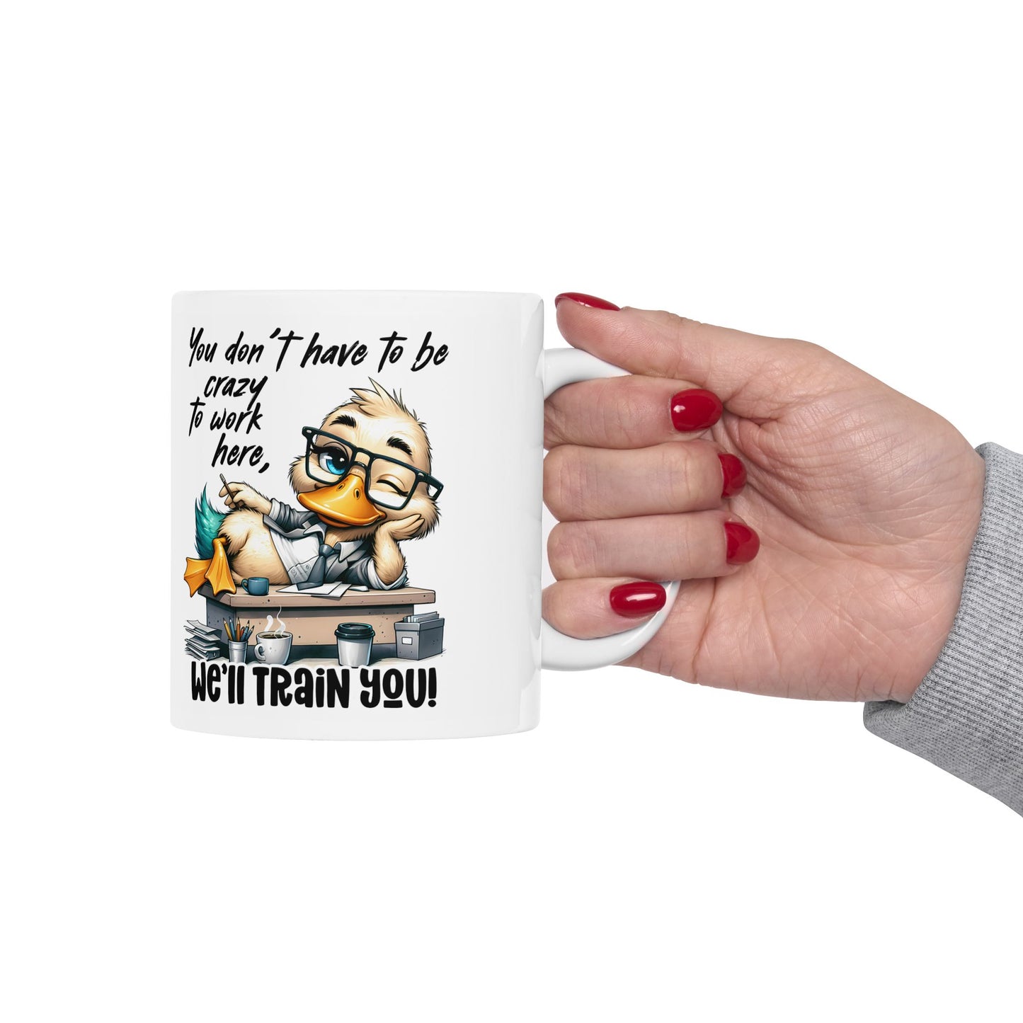 🖊️ Te capacitaremos: divertida taza de café con forma de pato para compañeros de trabajo y travesuras de oficina ☕