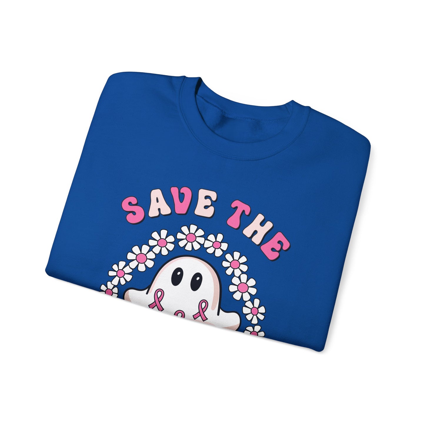 👻🎀 Save the Boobies Ghost Sweatshirt – Cute Breast Cancer Awareness Crewneck
