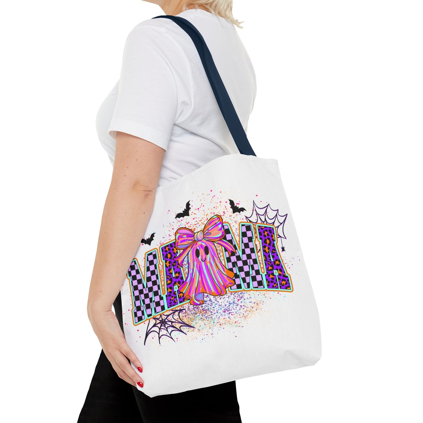 🎃 Colorful Mama Ghost Halloween Tote Bag – Spooky Fun with a Pop of Color 👻👜