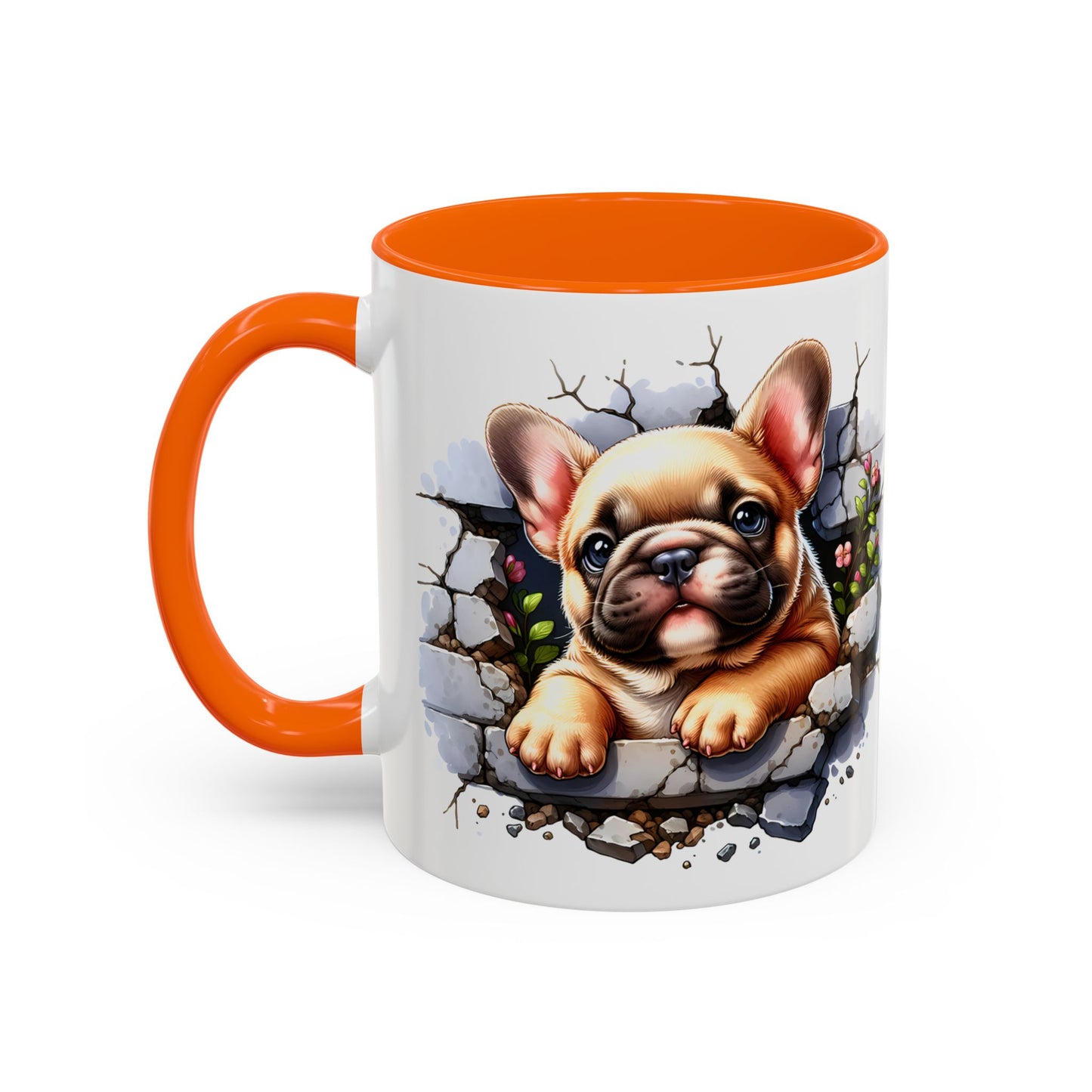 🐾☕ Tan French Bulldog Puppy Accent Mug – Sweet Peek-Through Pup Design ✨