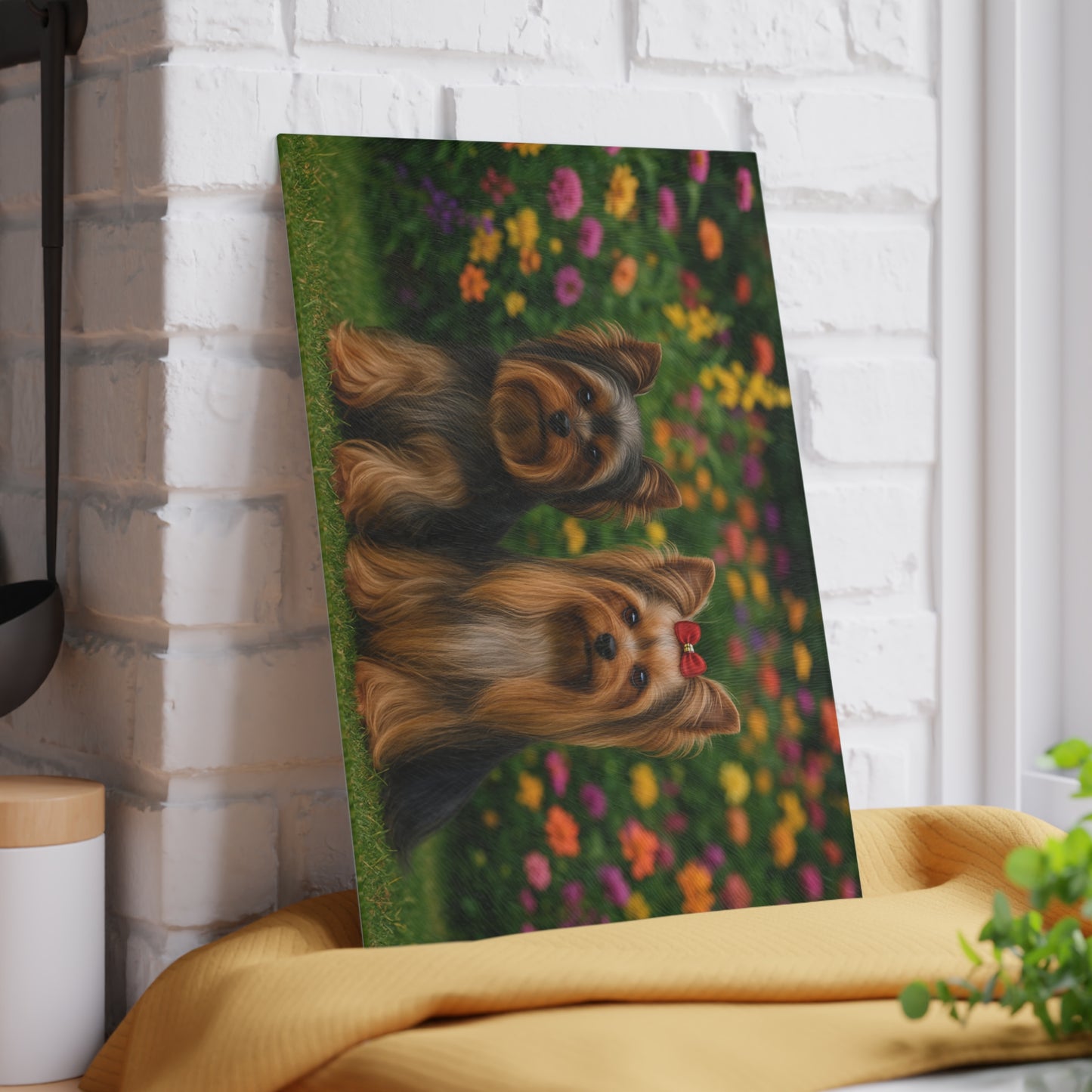 🐕🌸 Yorkie Garden Pair Cutting Board – Blooming Beauty for Your Kitchen 🌼