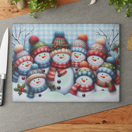 Snowman Family Christmas Cutting Board – Cozy Winter Smiles for Your Holiday Kitchen