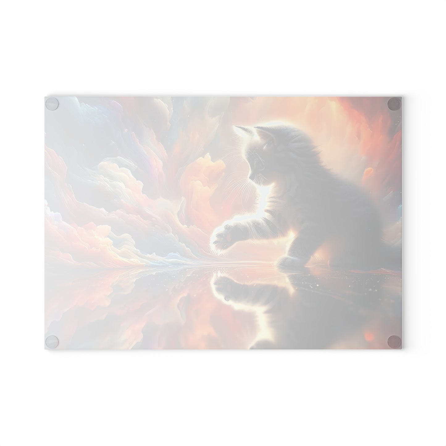 Tabla de cortar con diseño de gatito celestial: decoración de cocina con un toque de fantasía galáctica