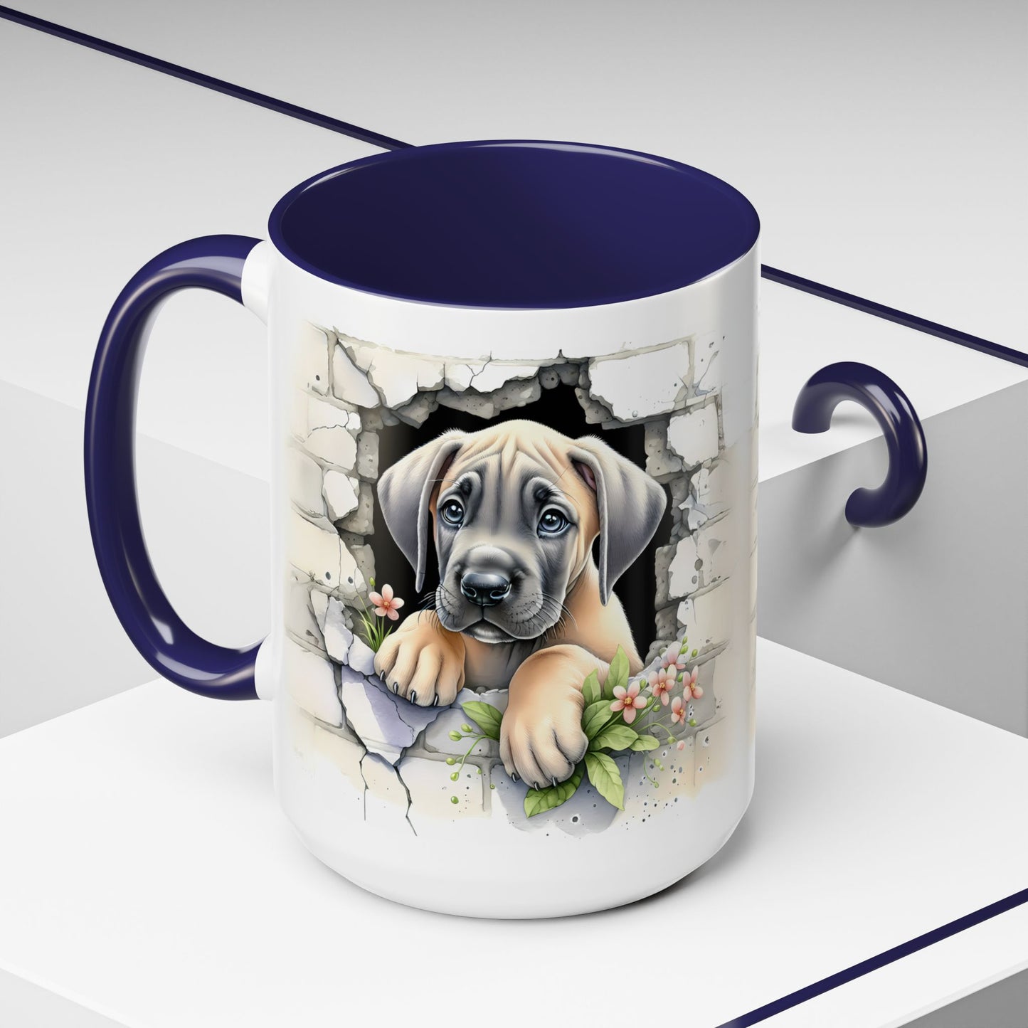 🐾 Great Dane Puppy Accent Mug – Sweet Peek-Through Puppy Design ☕💛