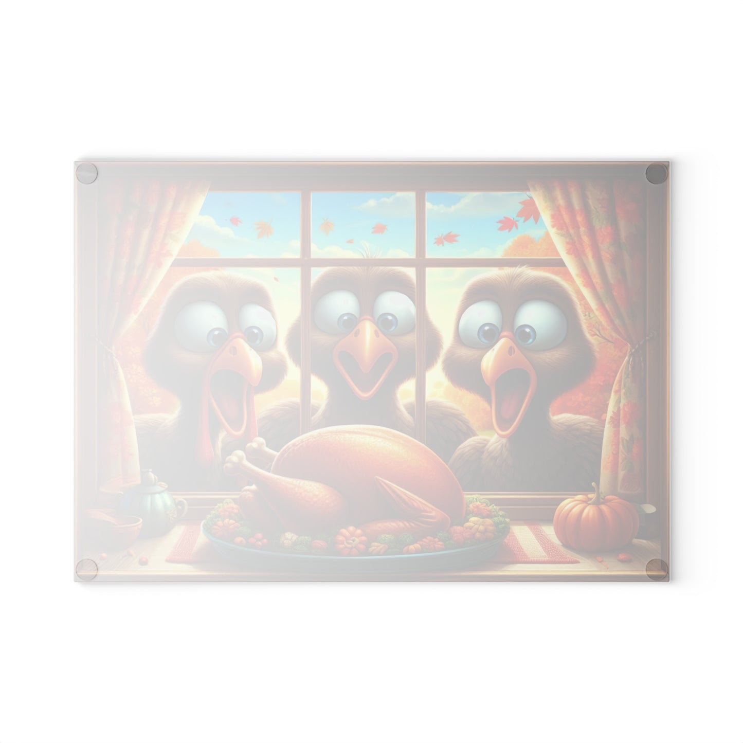 😂🦃 Funny Thanksgiving Turkeys Cutting Board – Gobble Squad at the Window