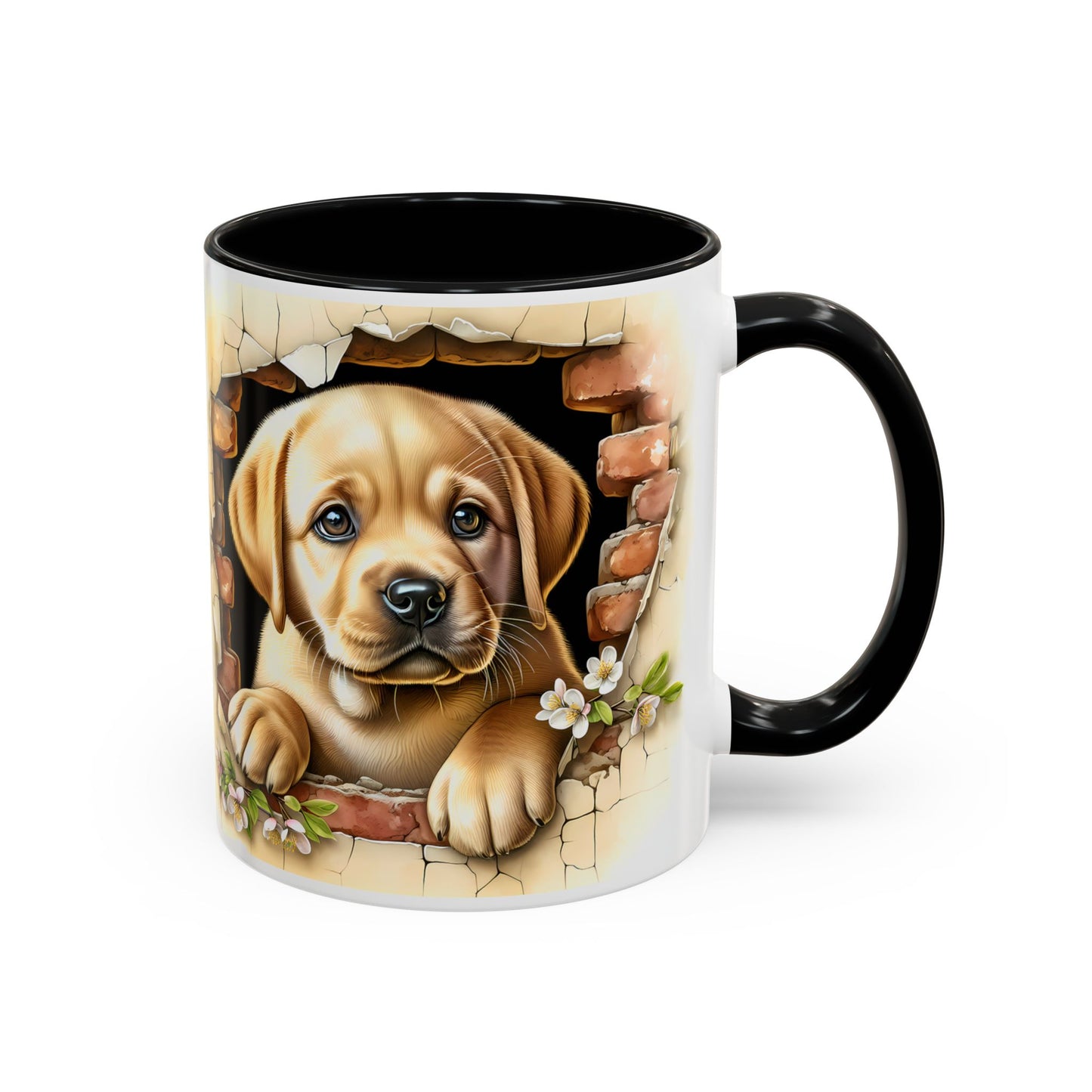 🐶☕ Labrador Puppy Peek Accent Mug – Sweet Yellow Lab Lover Gift ✨💛