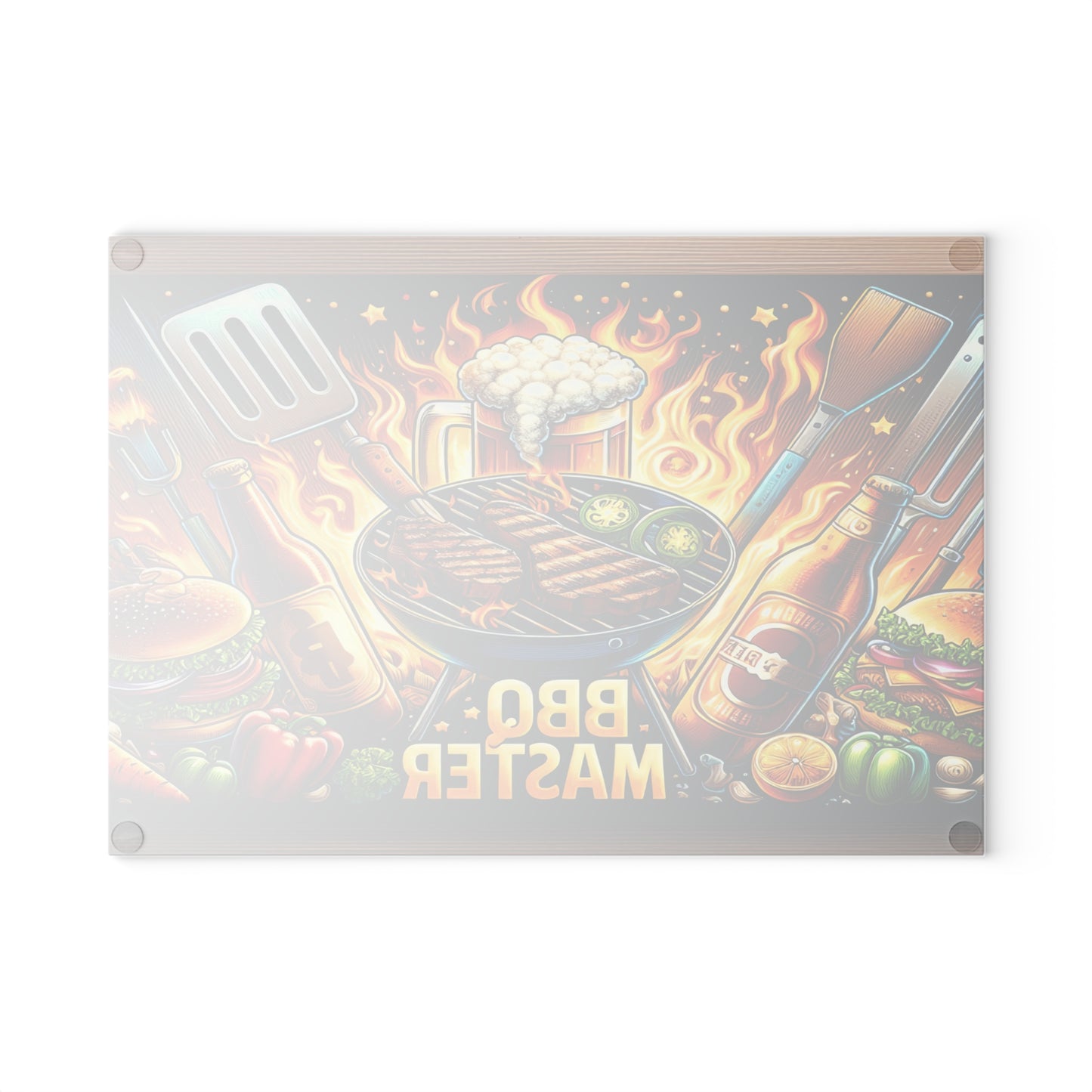 🔥🥩 BBQ Master Cutting Board – Bold Grill Lover’s Kitchen Décor with Flames & Flavor 🍔🍺