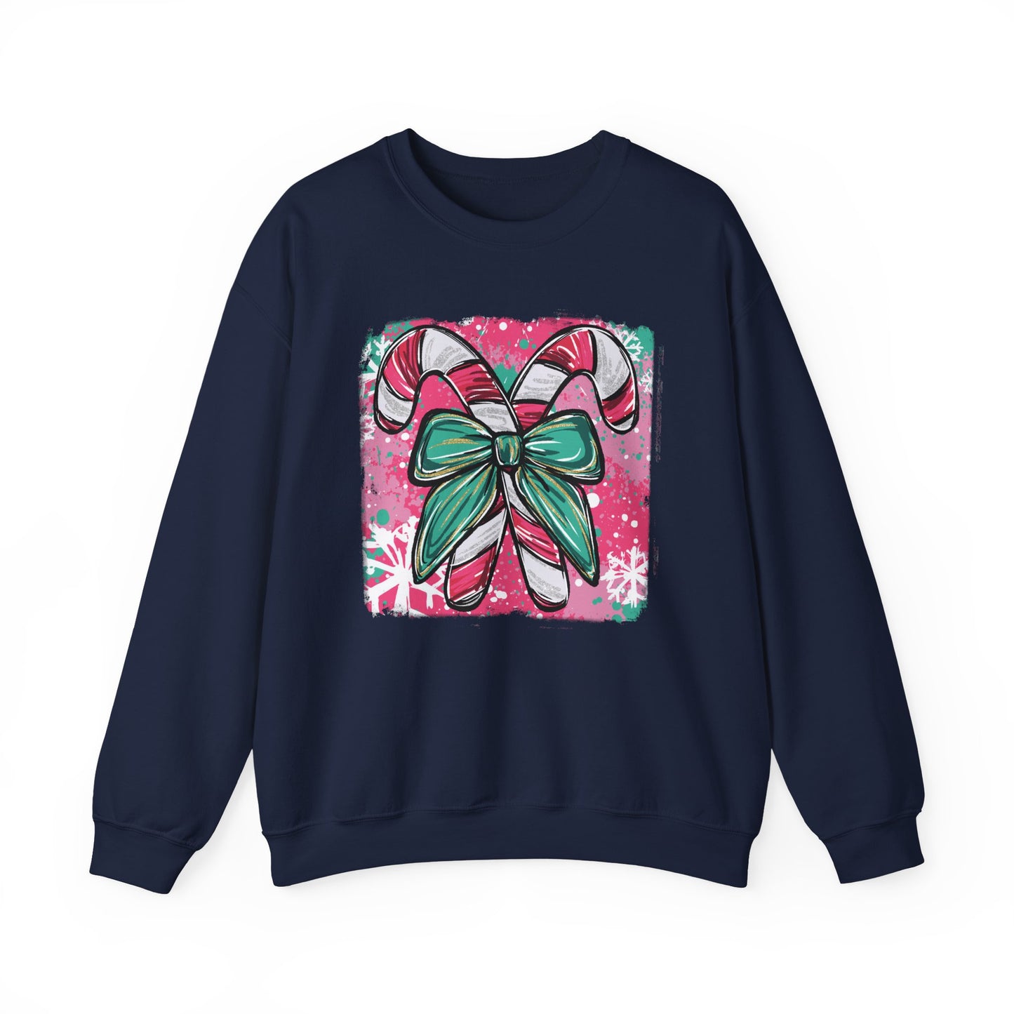 🍭✨ Candy Cane Bow Sweatshirt – Sweet Holiday Style 💖🎀