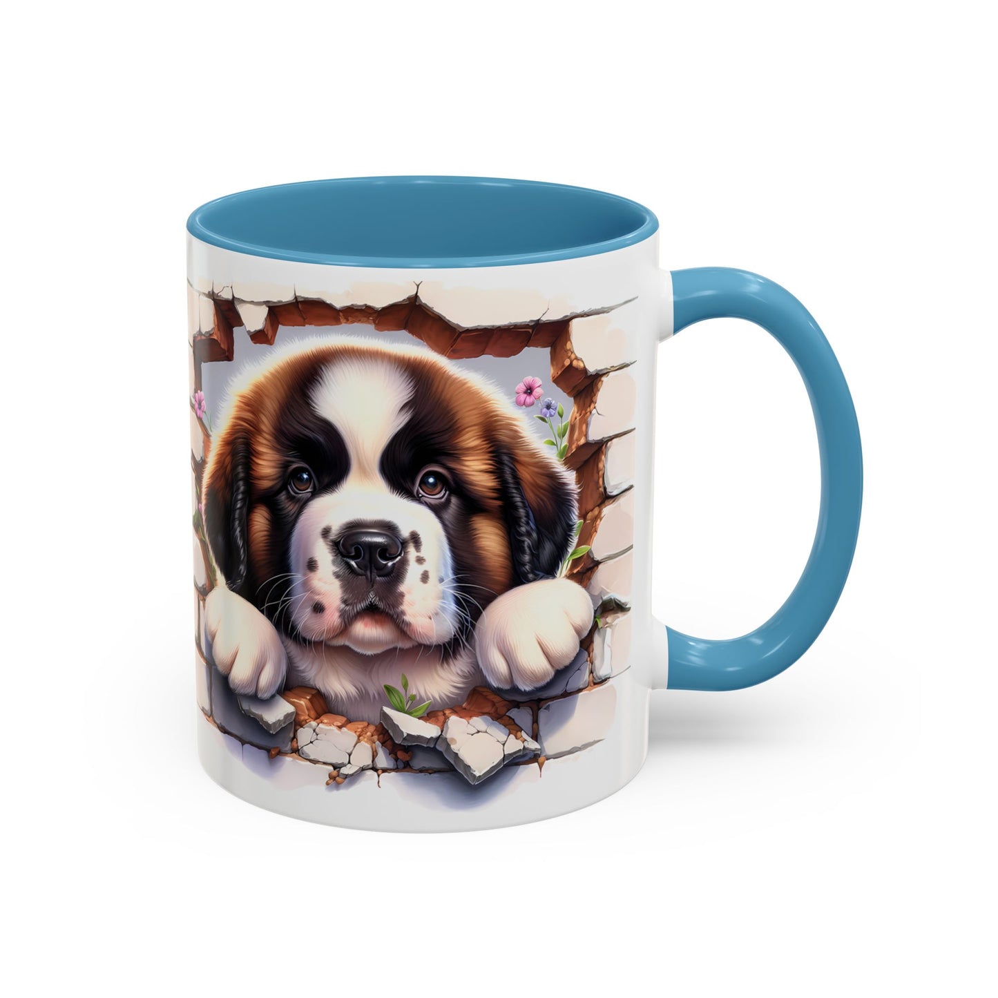 🐾☕ St. Bernard Puppy Peek Accent Mug – Gentle Giant Pup Lover Gift ✨❤️