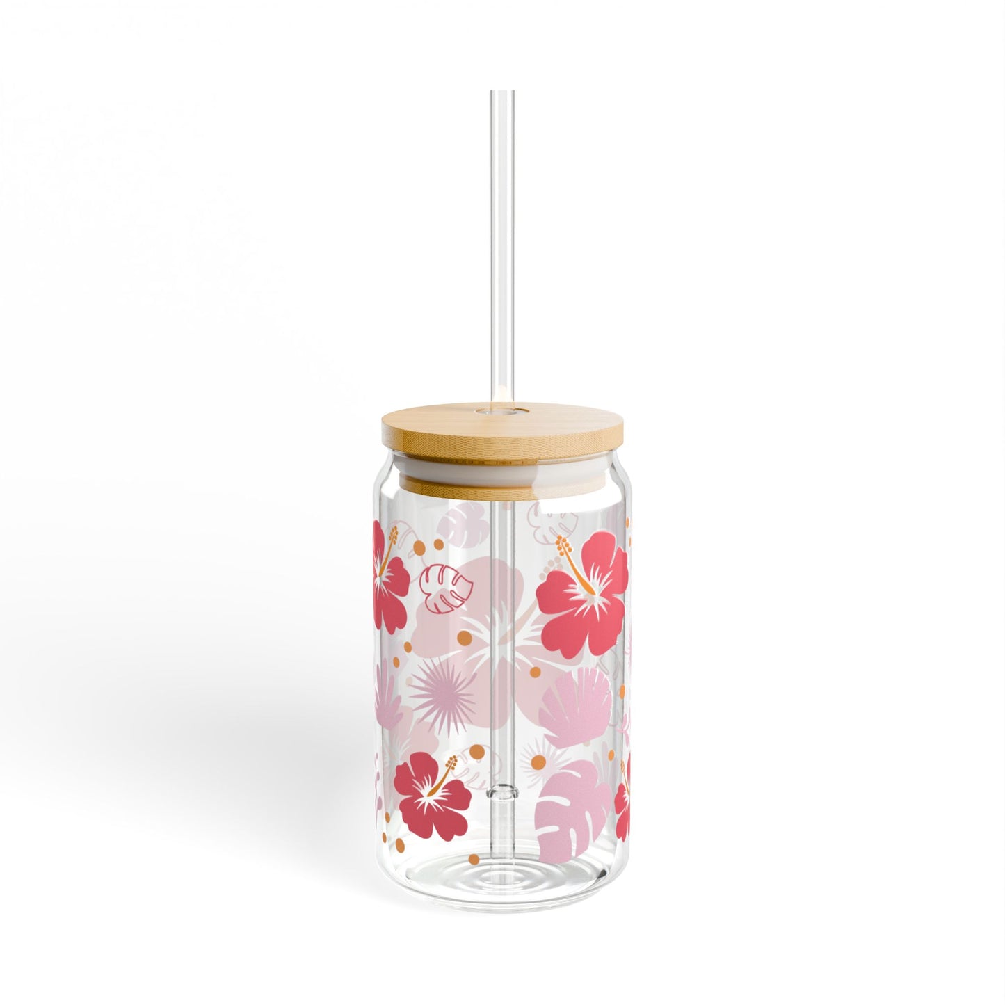 🌺 Tropical Hibiscus Sipper Glass – Aloha Vibes in Every Sip 🌴