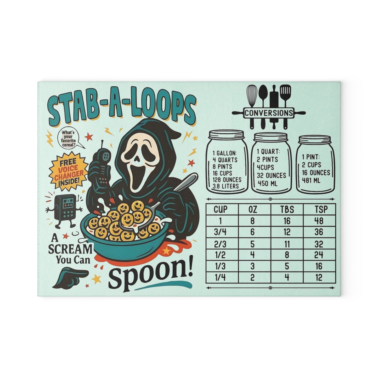 🔪 “Stab-A-Loops” Horror Cereal Cutting Board – A Scream You Can Spoon! 🍽️
