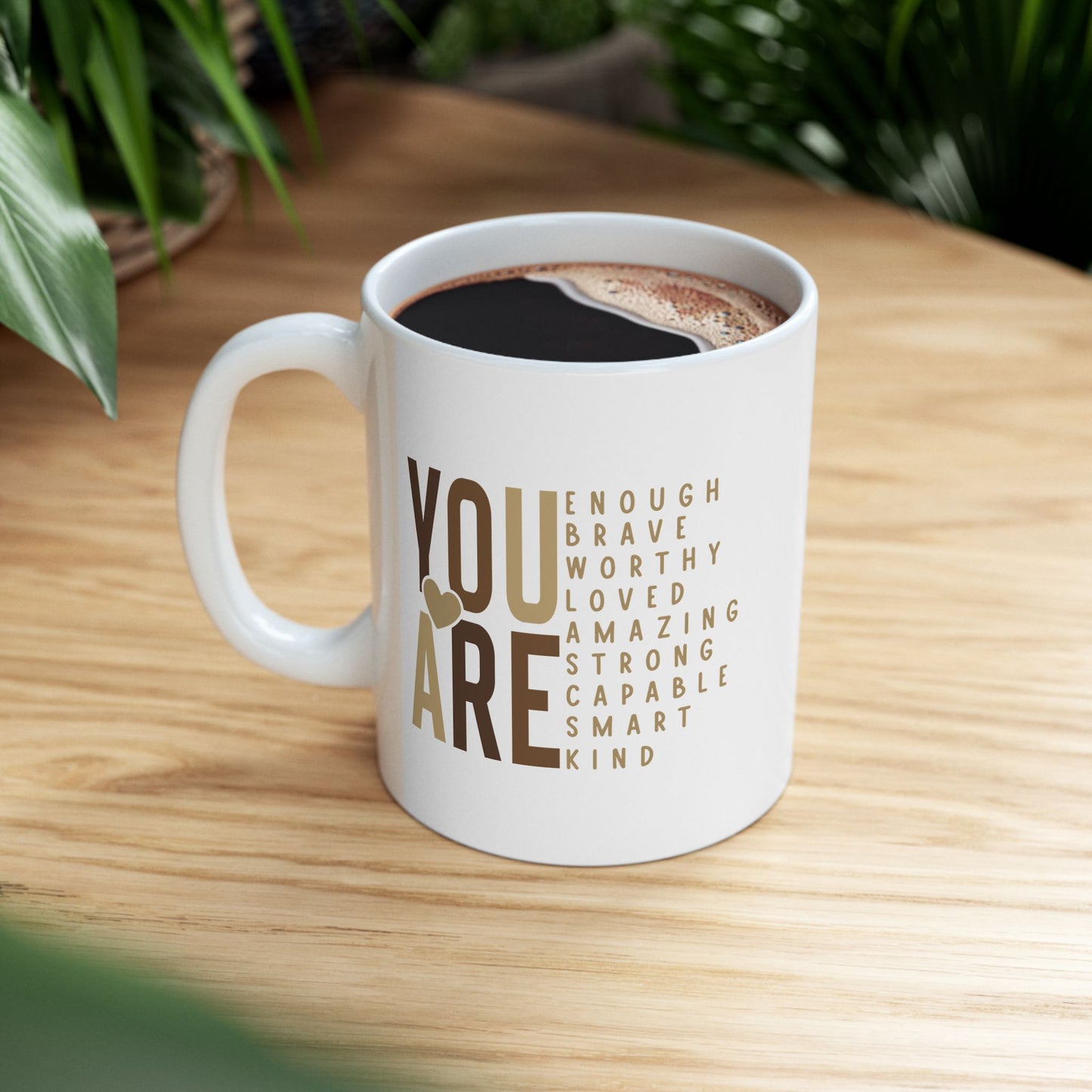 ☕ YOU ARE ENOUGH Affirmation Mug – Daily Reminder of Strength, Worth, and Kindness 💛
