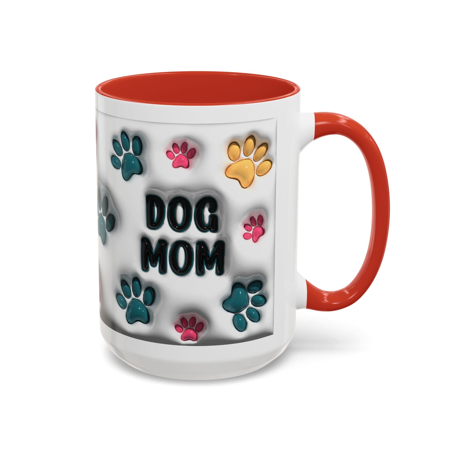 Dog Mom Accent Mug – Colorful Paw Print Cup for Proud Pet Parents