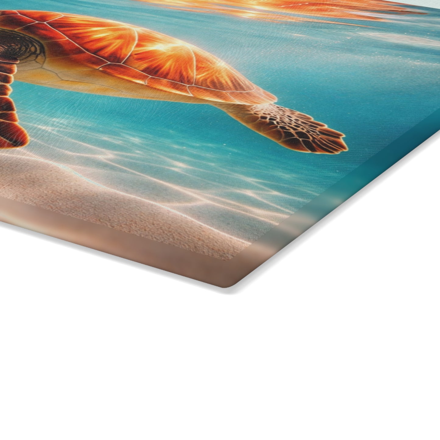 Grace of the Sea Glass Cutting Board – Serene Sea Turtle Ocean Artwork