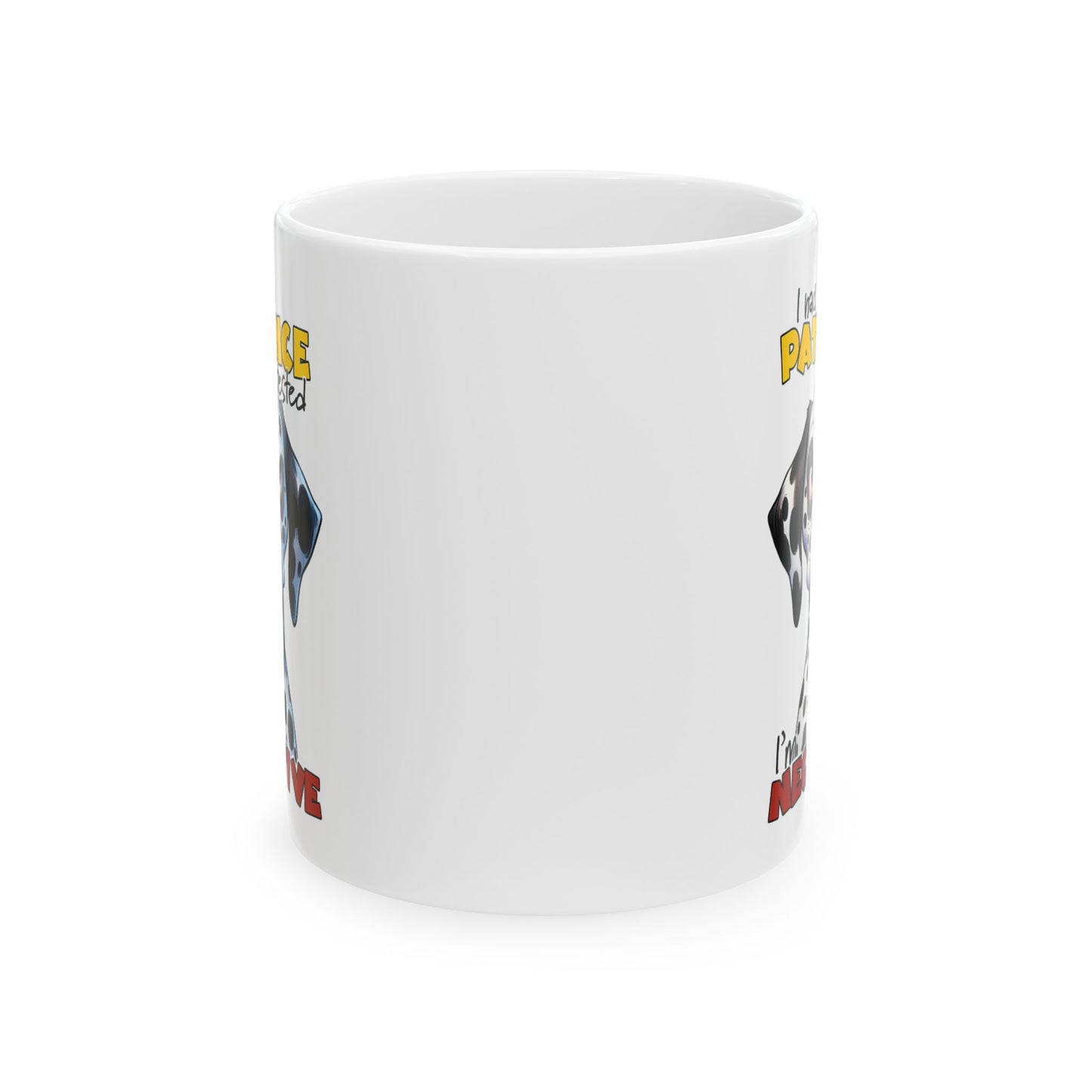 🐾 Puse a prueba mi paciencia – Soy negativo Taza divertida de dálmata ☕