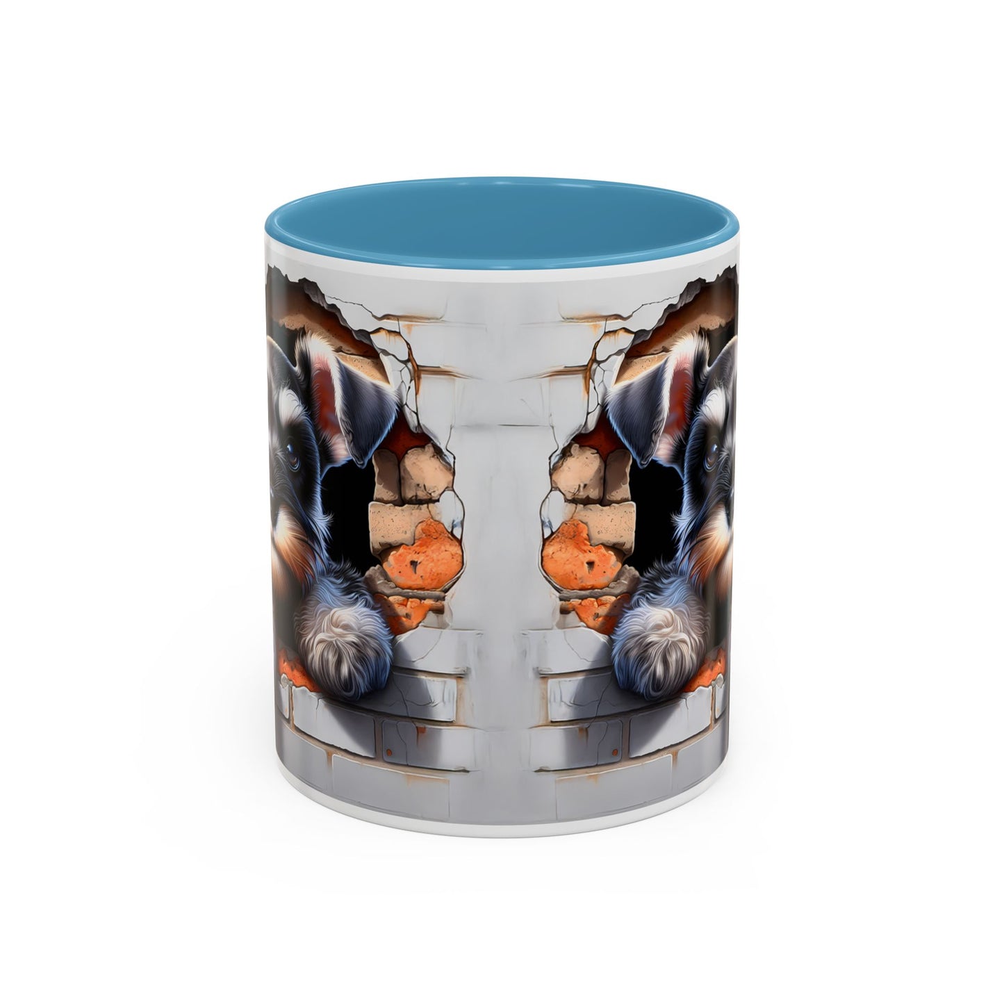 🎀🐶 Schnauzer Puppy Accent Mug – Cute Peek-Through Dog Design for Animal Lovers ☕💖