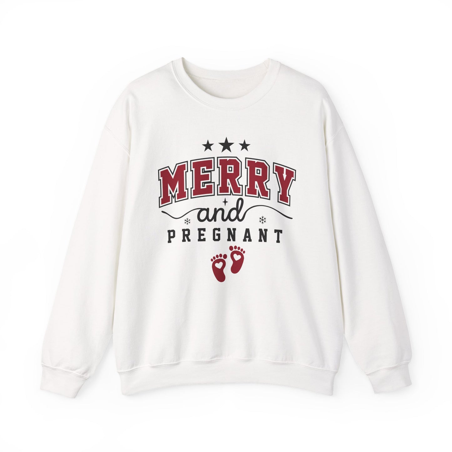 🎄👣 Merry Little Kicking Feet Christmas Maternity Sweatshirt – Cute Holiday Pregnancy Crewneck