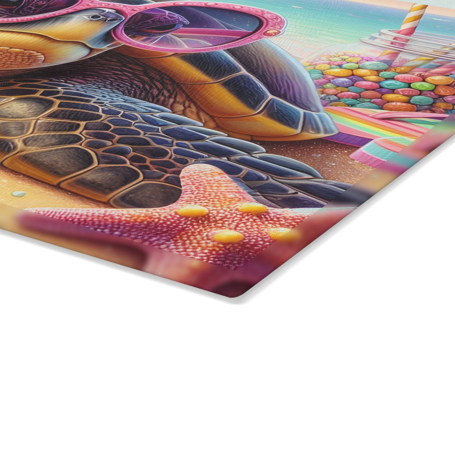 🐢 Fun Beach Turtle Cutting Board – Coastal Vibes with a Pop of Pink 🌴