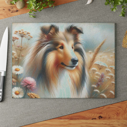 🐾 Sheltie Wildflower Cutting Board – Graceful Collie Charm for Your Kitchen 🌼