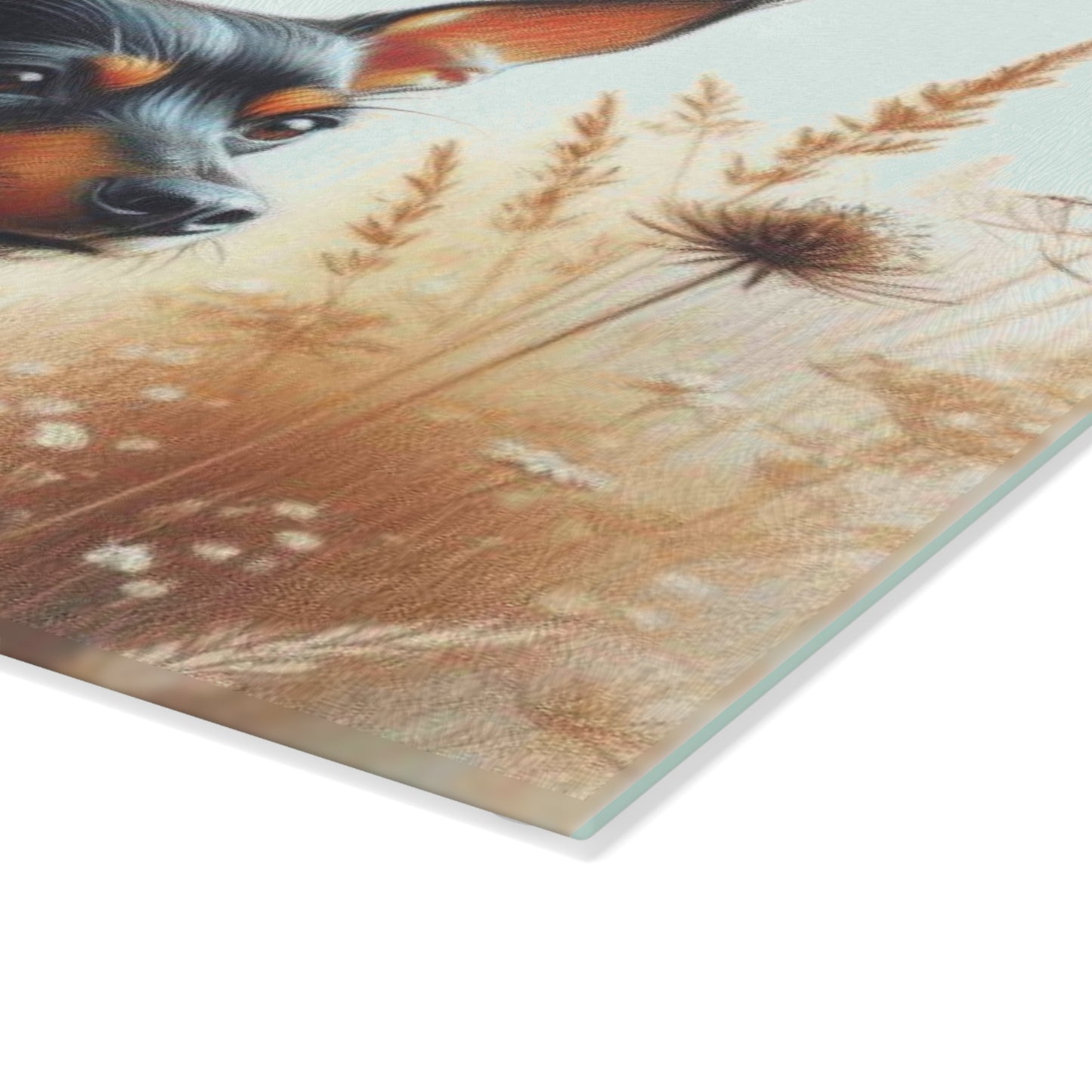 🐾 Miniature Pinscher & Meadow Blooms Cutting Board – Sophisticated Charm for Your Kitchen 🌸